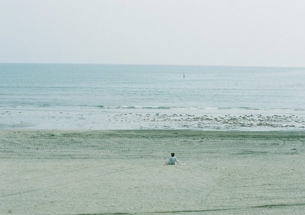 広い海をひとり占めしている人が。うらやましい。