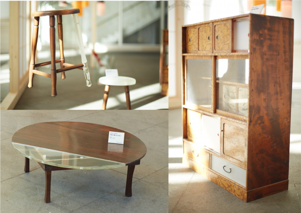 横浜石英 × ROOVICE 展示作品 「スツール・ちゃぶ台・タンス」 photo by rakuda