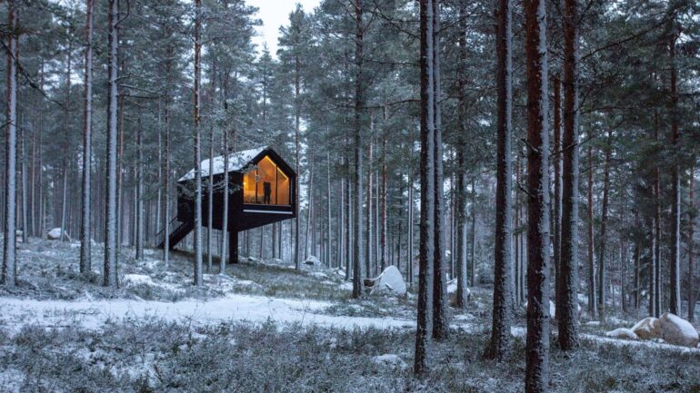 フィンランドの森にポツンとある一つ足の家「Niliaitta」