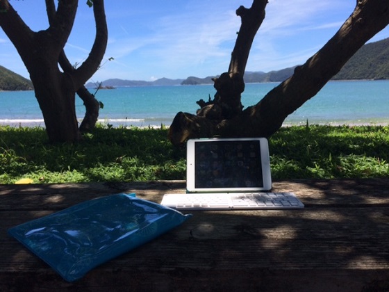 最近導入したのがBluetoothでiPad miniに接続できるキーボード。調べものや短い原稿はこれで充分用が足ります。