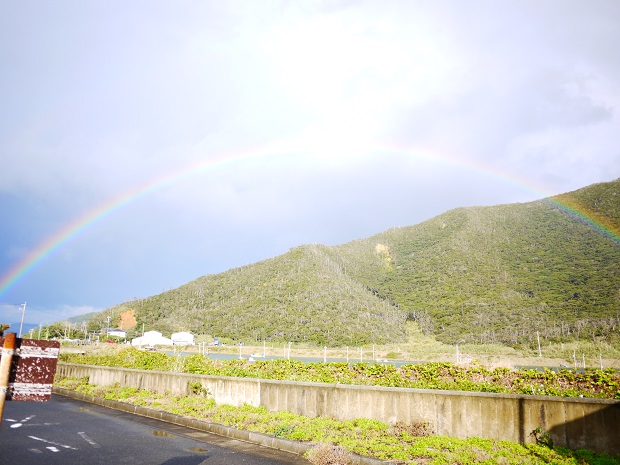 雨上がりの虹は、空と雲と水と太陽のコラボレーション作品。本当はこんな風に全てはつながっていて降り注ぐものなのかもしれません。